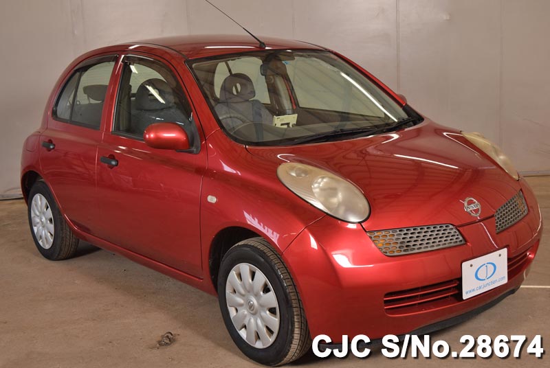  2004 Nissan March Rojo a la venta |  Código RS 28674 |  Exportador de autos usados ​​japoneses
